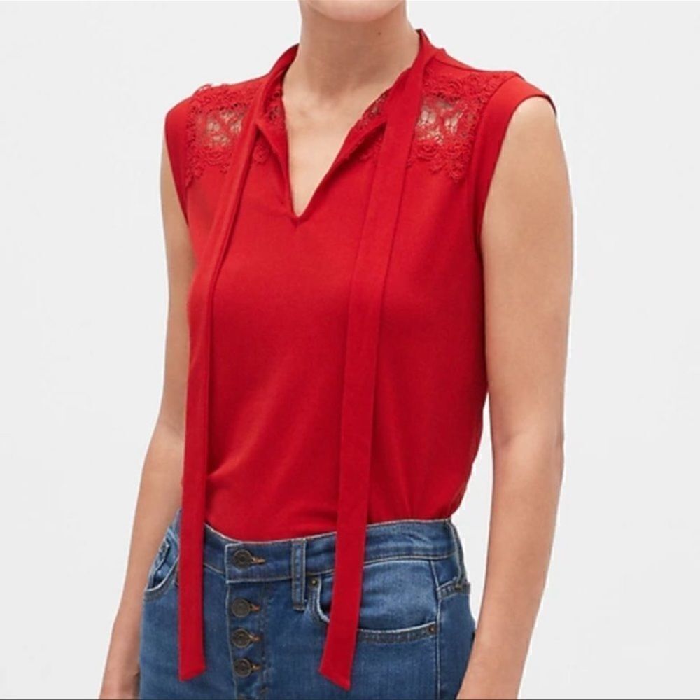 Banana Republic Lace Tie-Neck Sleeveless Top Size XS